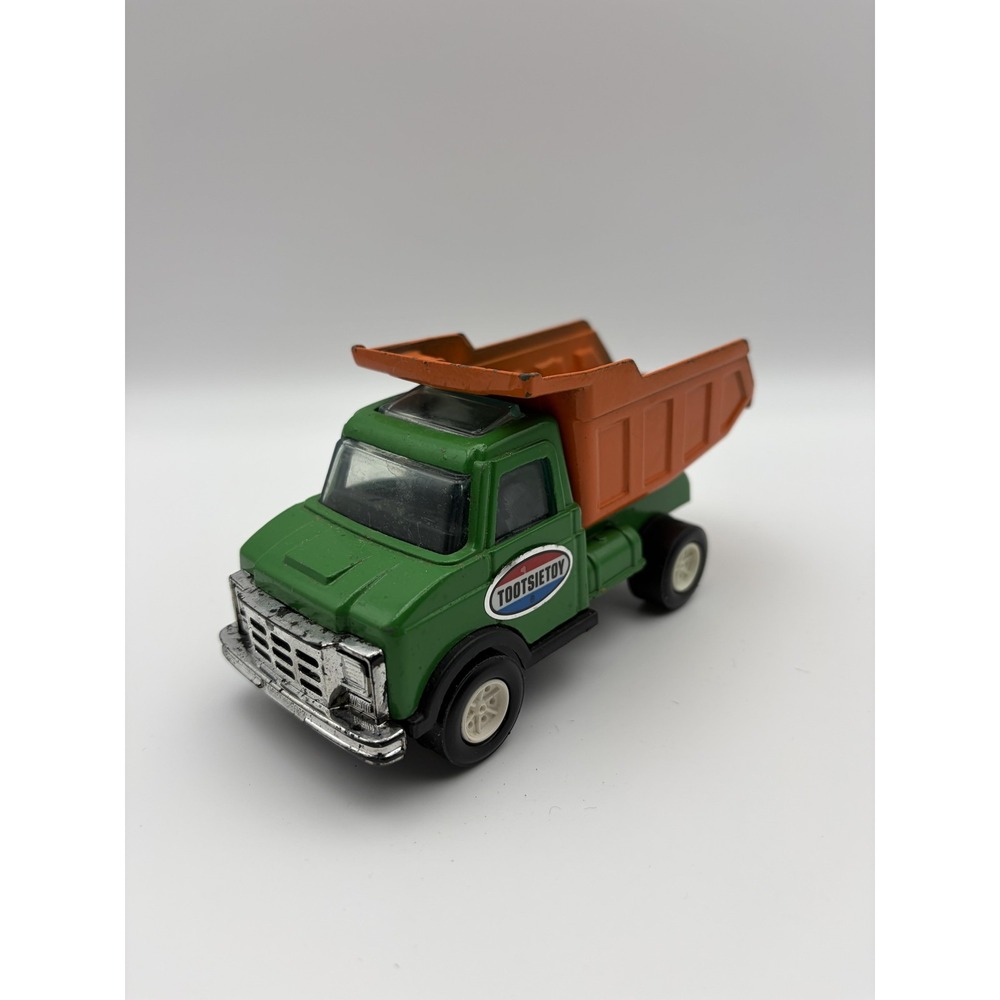 Tootsietoy Green Orange Dump Truck Diecast Toy Mini Construction Vehicle USA